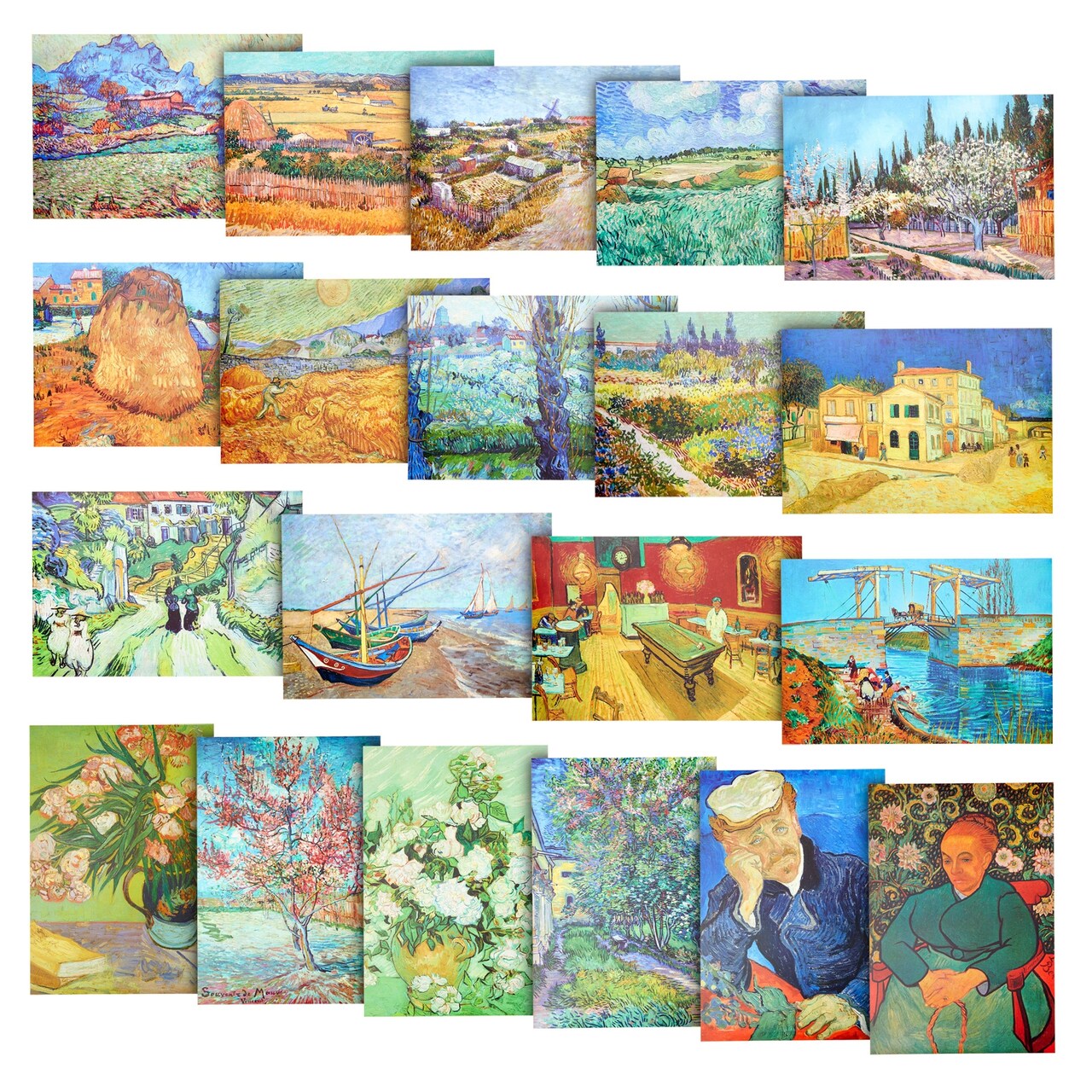 Set of 20 Unframed Vincent Van Gogh Wall Art Prints, Fine Art Posters for Gifts, Classroom, Office (13 x 19 In)